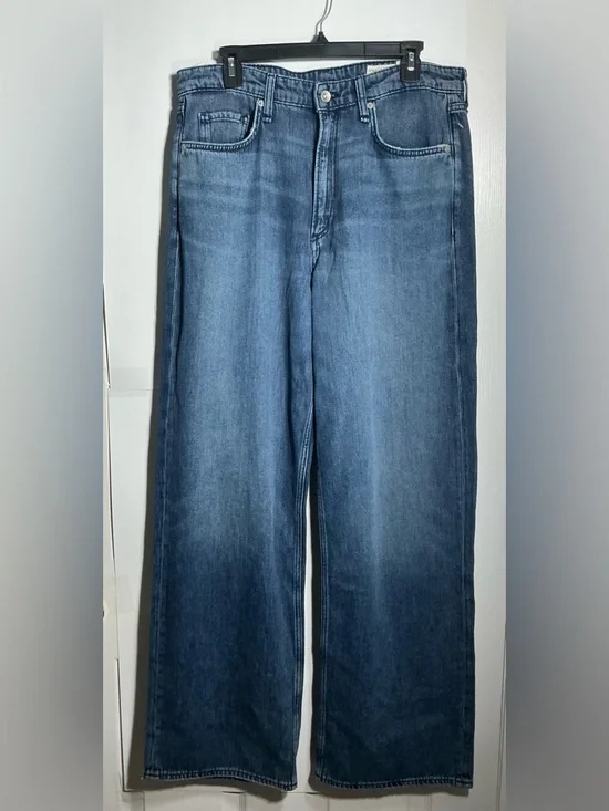 Rag & Bone The Logan Jeans Womens 30 Blue Mid Rise Wide Leg Women’s Denim$255 - Picture 3 of 7